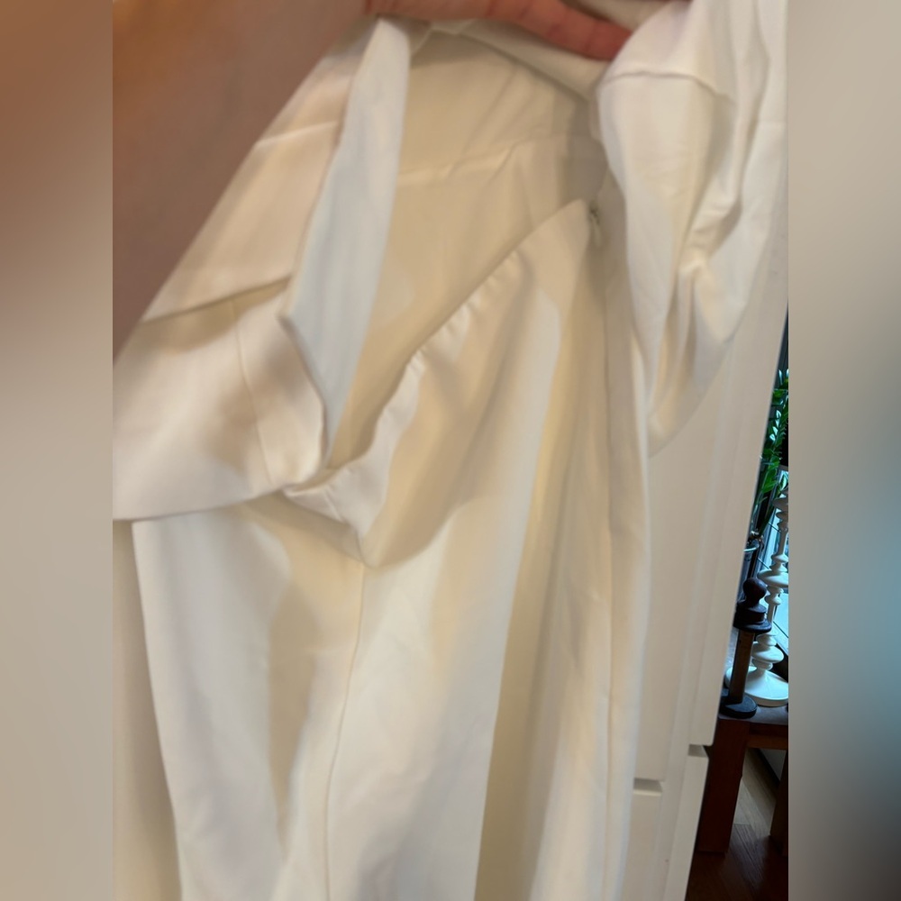 new Amanda Uprichard Yadira twofer layered button down jumpsuit in ivory - Picture 5 of 9